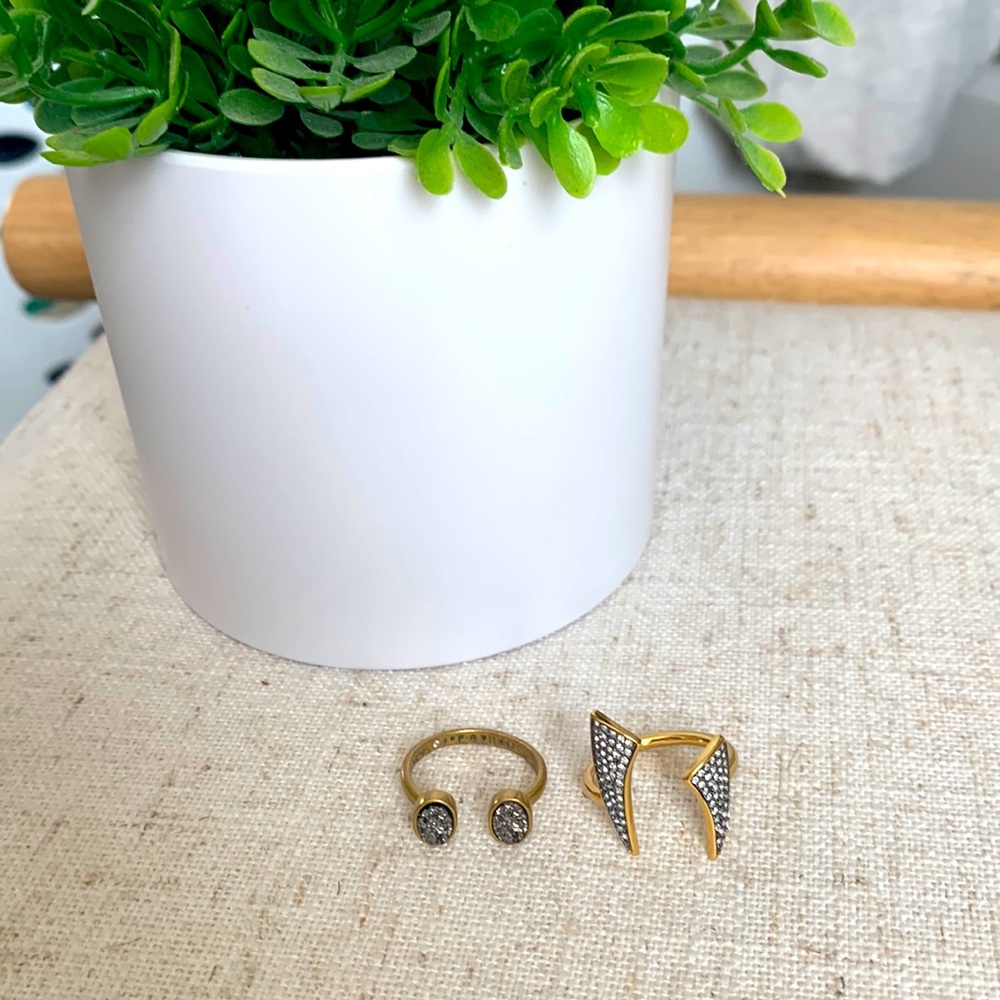 Stella & Dot labrodite ring bundle of 2 adjustable